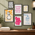 BATHROOM BANTER | 6 FRAMES — playful bathroom framed poster set