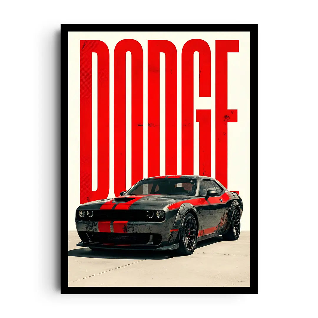 BLACKTOP BRUTE — A low-slung road beast on dark asphalt, framed wall art poster