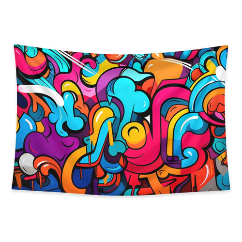 Bubble Tags tapestry and flag mockup