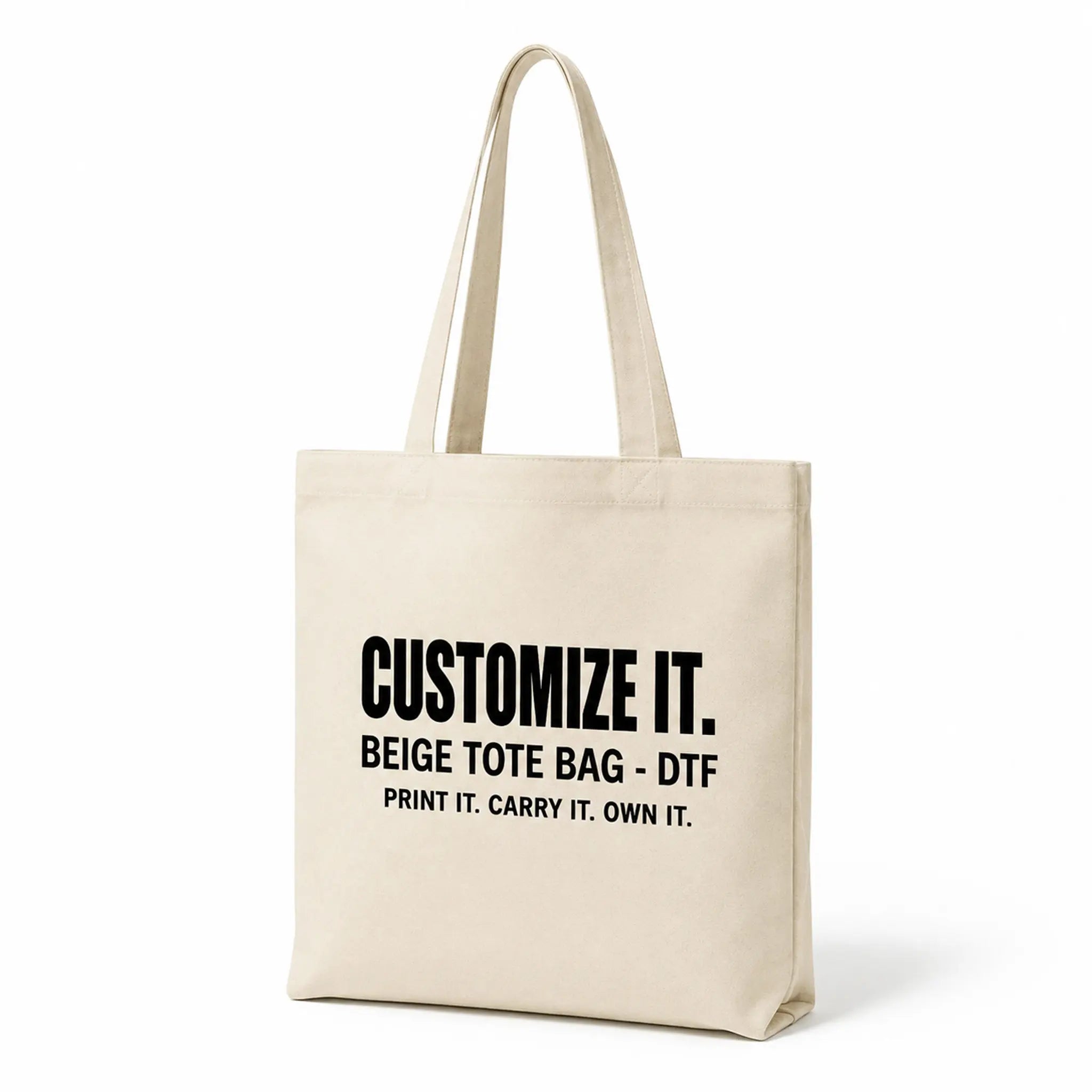 Customized Beige Tote Bags - DTF