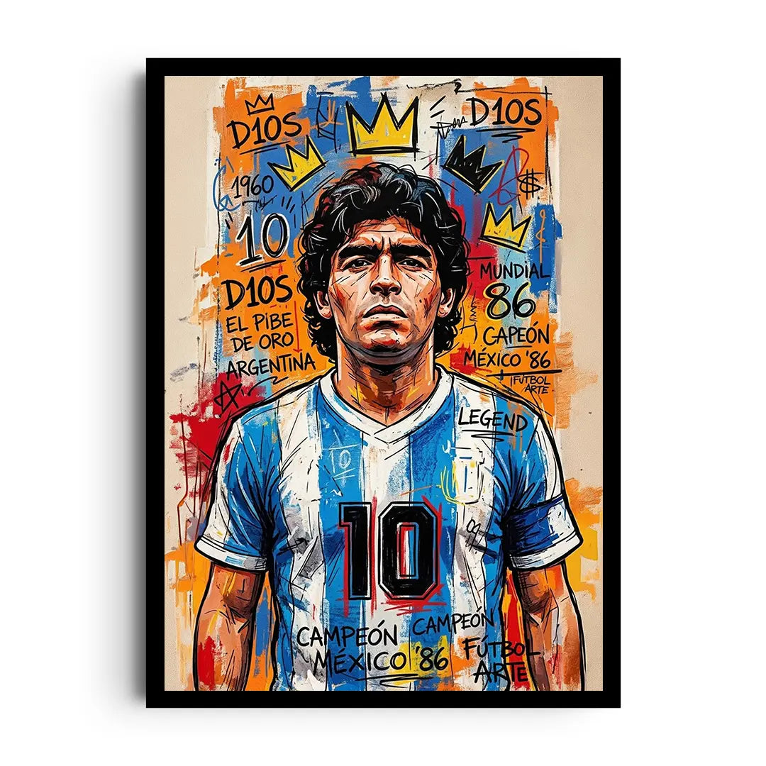 D10S — Football legend number 10 tribute artwork, framed wall art poster