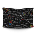 Overlapping mathematical and physics equations in chalk-white type on a deep blackboard backdrop — LoudBorders wall tapestry.