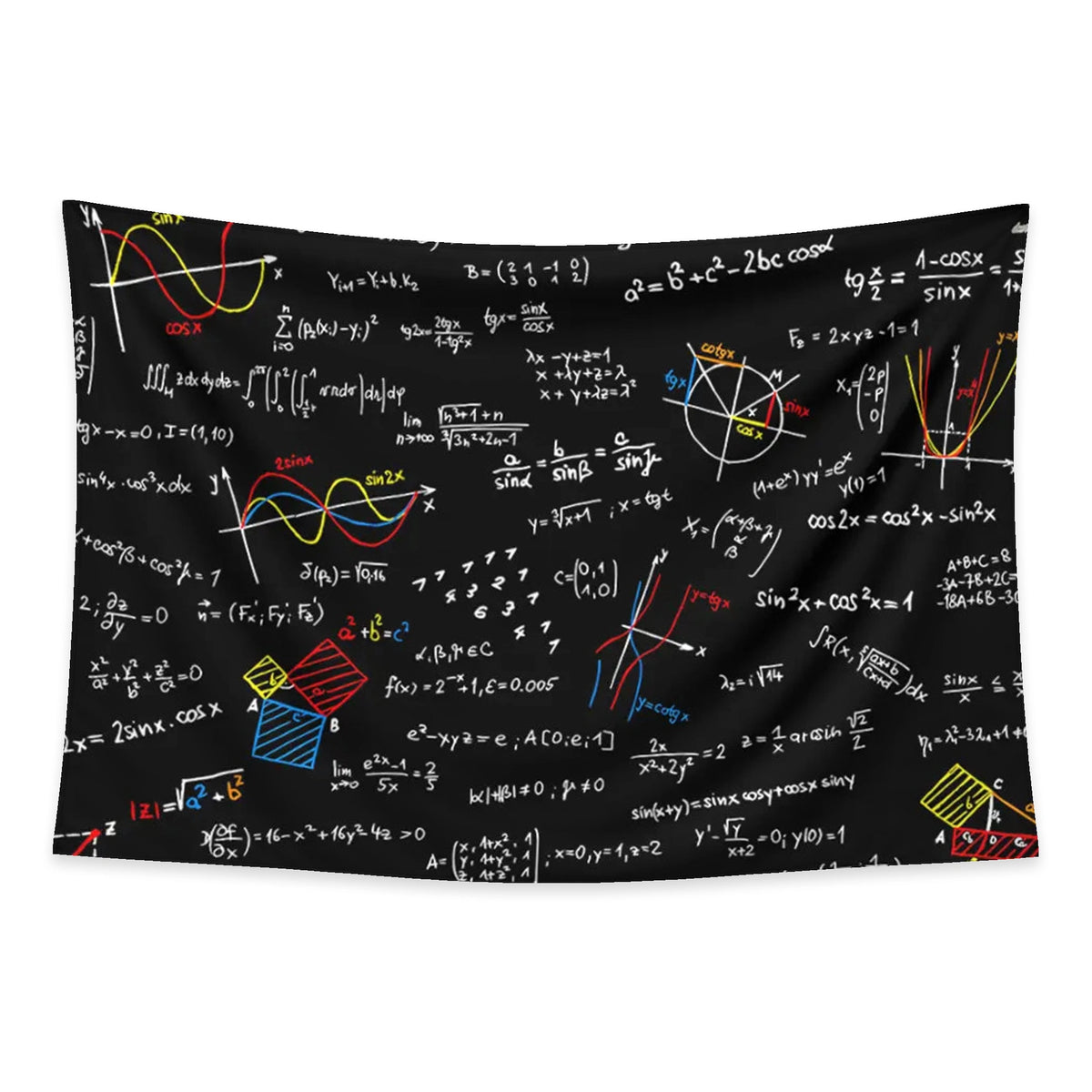 Equation Overload tapestry and flag mockup