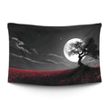 Gothic cathedral spires and ironwork tracery silhouetted against a hung moon over deep velvet shadows — LoudBorders wall tapestry.