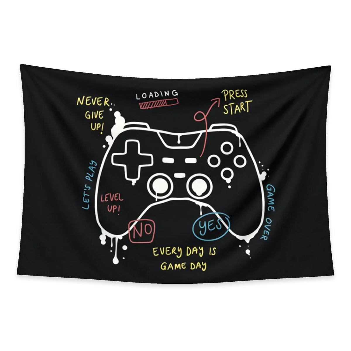 Gamepad Chaos tapestry and flag mockup