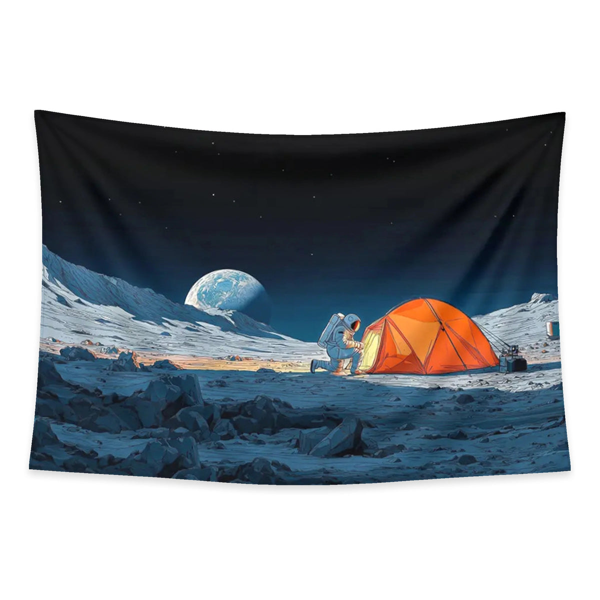 Moon Camping tapestry and flag mockup