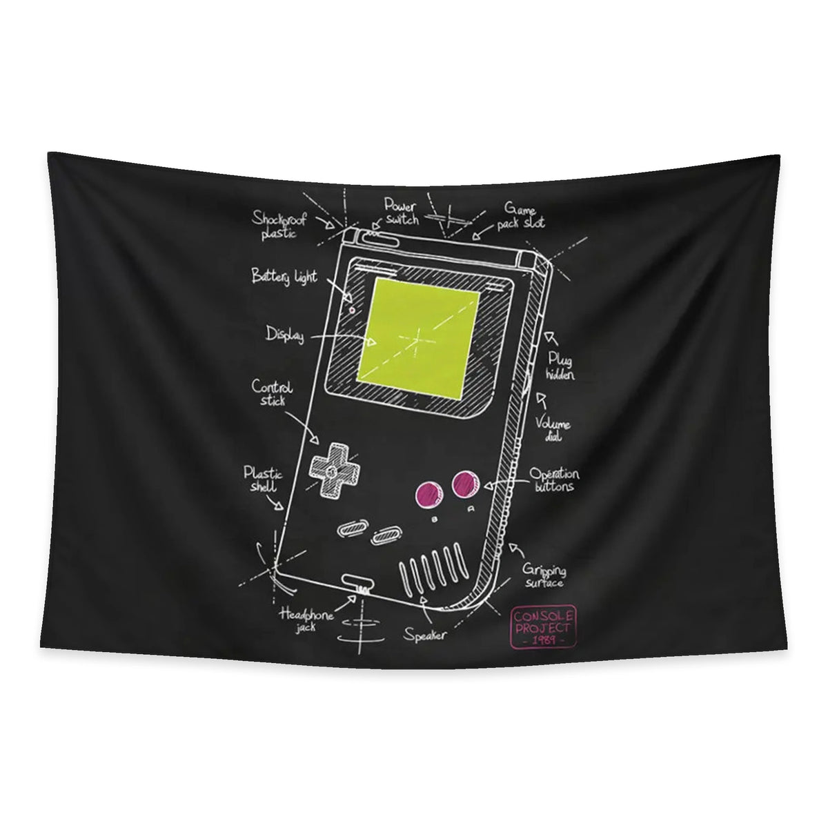 Nintendo 1989 tapestry and flag mockup
