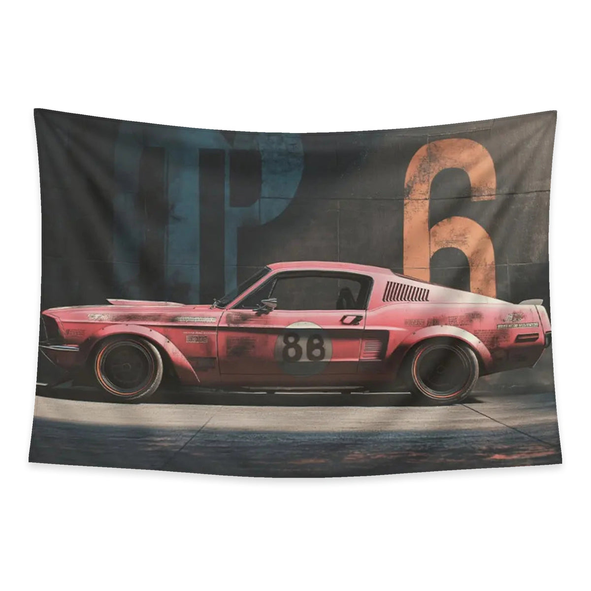 Number 88 tapestry and flag mockup