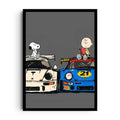 PEANUTS & PORSCHES — Playful Porsche-inspired car culture artwork, framed wall art poster