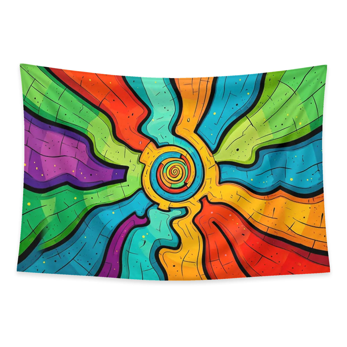 Psychedelic Sun tapestry and flag mockup