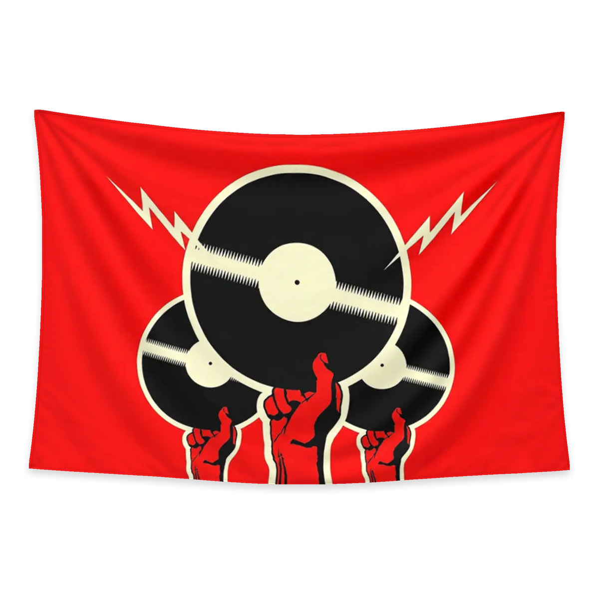 Record Riot tapestry and flag mockup