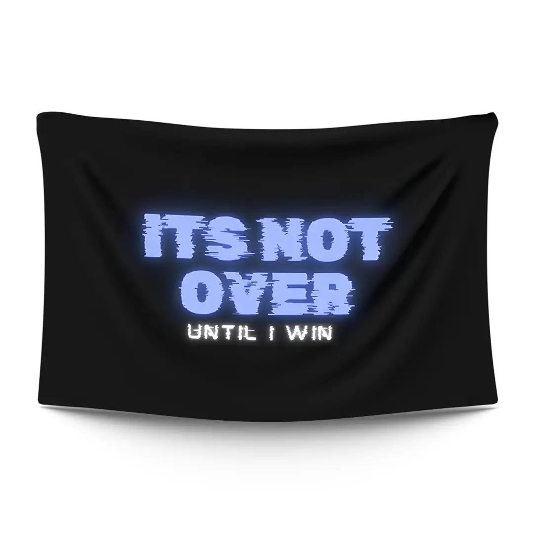 Bold ‘STILL FIGHTING’ typographic statement in stark light type on a moody dark backdrop — LoudBorders wall tapestry.