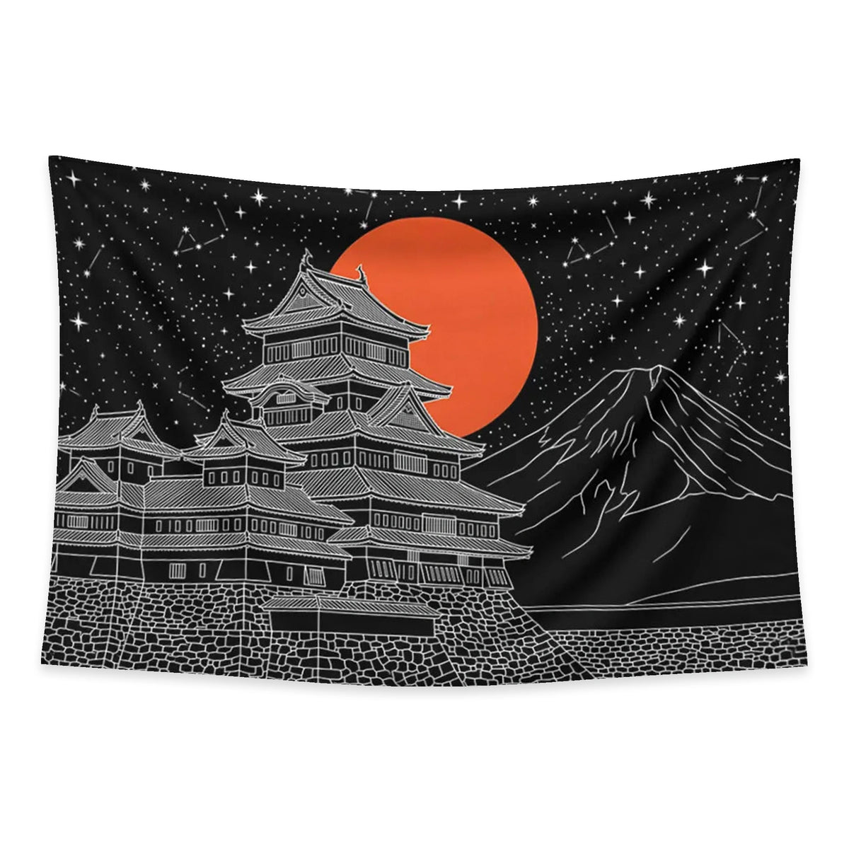 Samurai Castle tapestry and flag mockup
