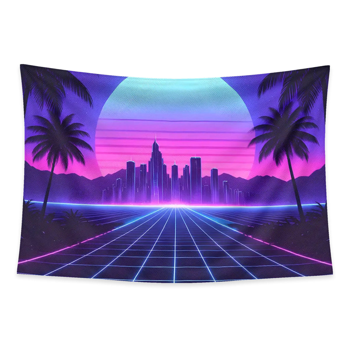 Synthwave Miami tapestry and flag mockup