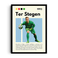 TER STEGEN REFLEX — Marc-André ter Stegen mid-save in his FC Barcelona green kit, framed, framed wall art poster