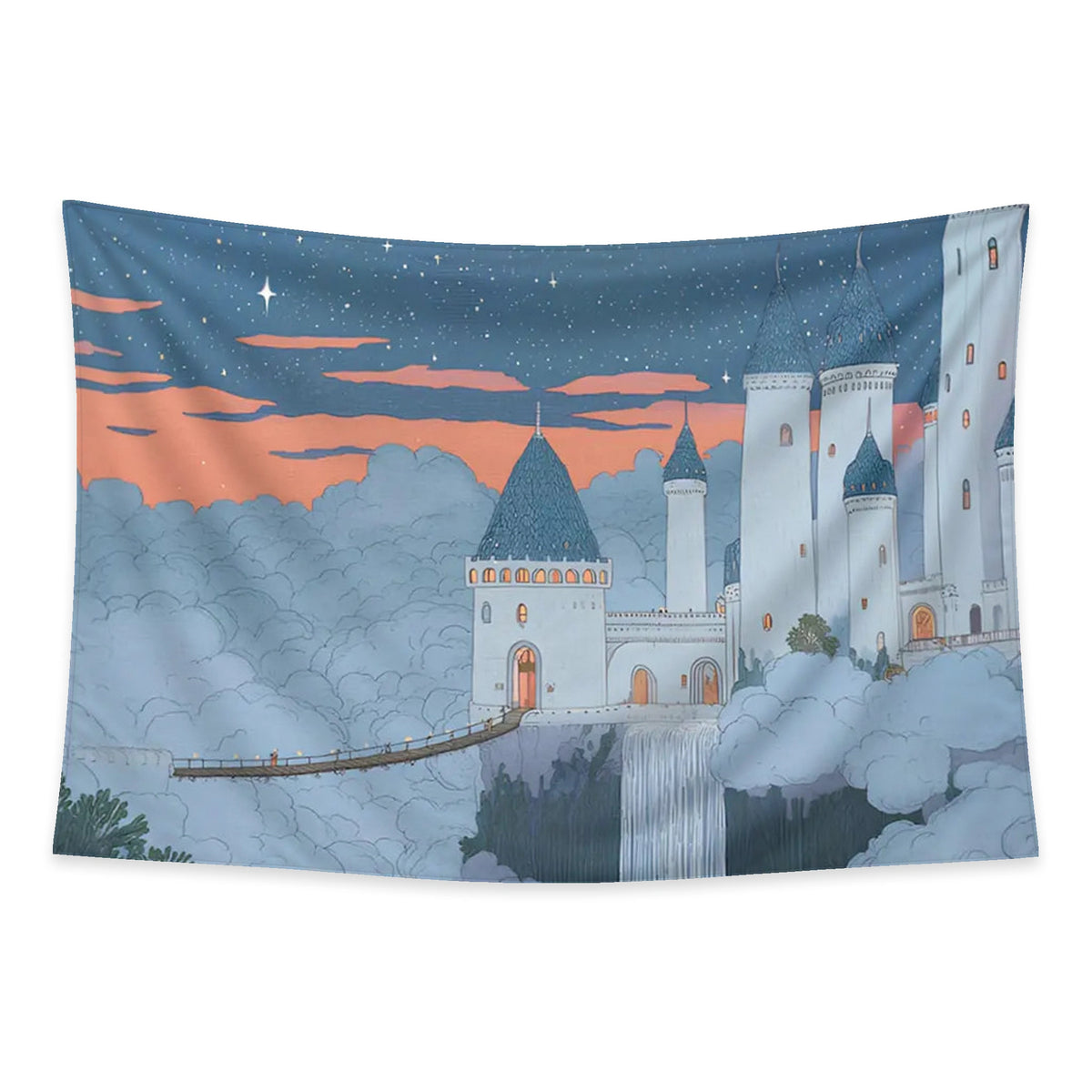 Ukiyo Castle tapestry and flag mockup
