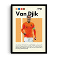 VAN DIJK DOMINANCE — Virgil van Dijk roars in full Oranje kit against blocks of Dutch-flag colour, framed wall art poster