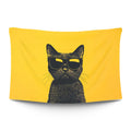 Golden-yellow big cat caught mid-prowl with amber light and predator stance — LoudBorders wall tapestry.