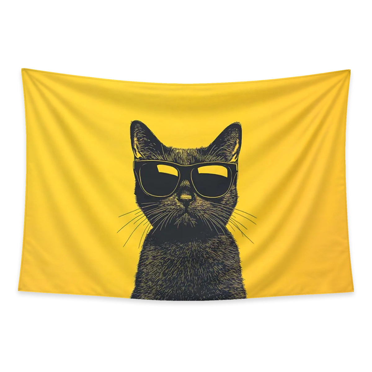 Yellow Feline tapestry and flag mockup