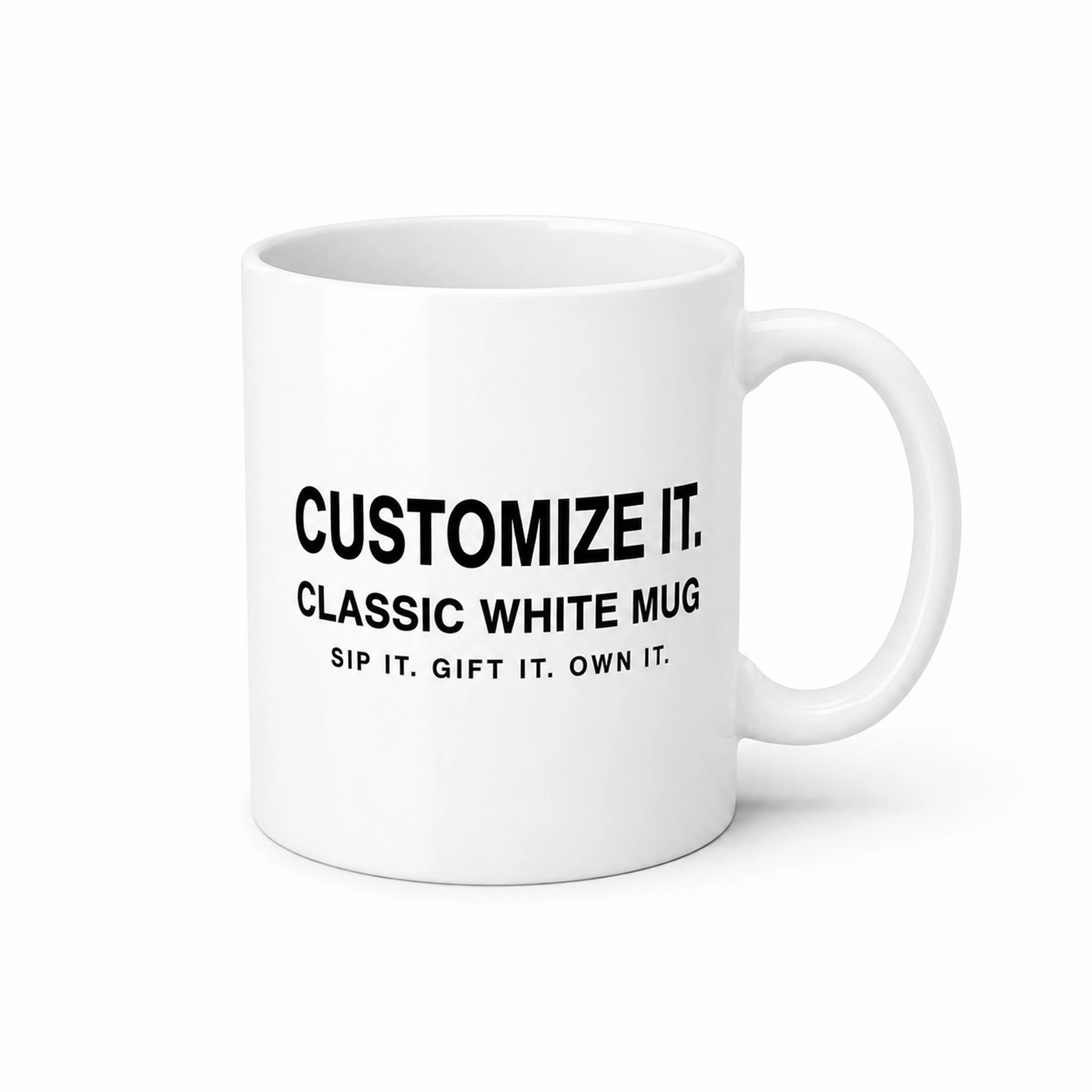 Custom printed classic ceramic mug in white