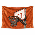 Court Classic wall tapestry showing a basketball hoop, net and weathered white backboard against burnt orange.