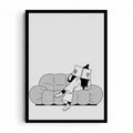 One More Chapter artwork showing a reader with an open book seated on a rounded sofa in black-and-white line art.